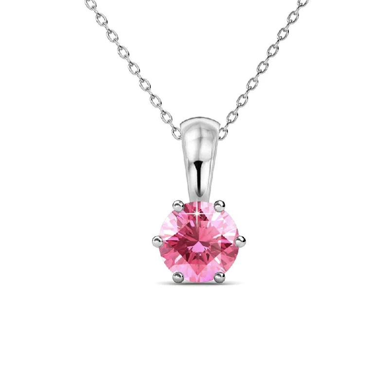 Trendy Minimalist Jewelry For Everyday Wear October Birthstone Pink Tourmaline Necklace 18k White Gold Plated Solitaire Necklace with 1CT Swarovski Crystal Trendy Minimalist Jewelry For Everyday Wear October Birthstone Pink Tourmaline Necklace 18k White Gold Plated Solitaire Necklace with 1CT Swarovski Crystal