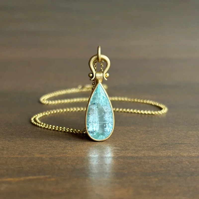 Special Offers On Handcrafted And Designer Jewelry Pale Faceted Aquamarine Long Drop Pendant