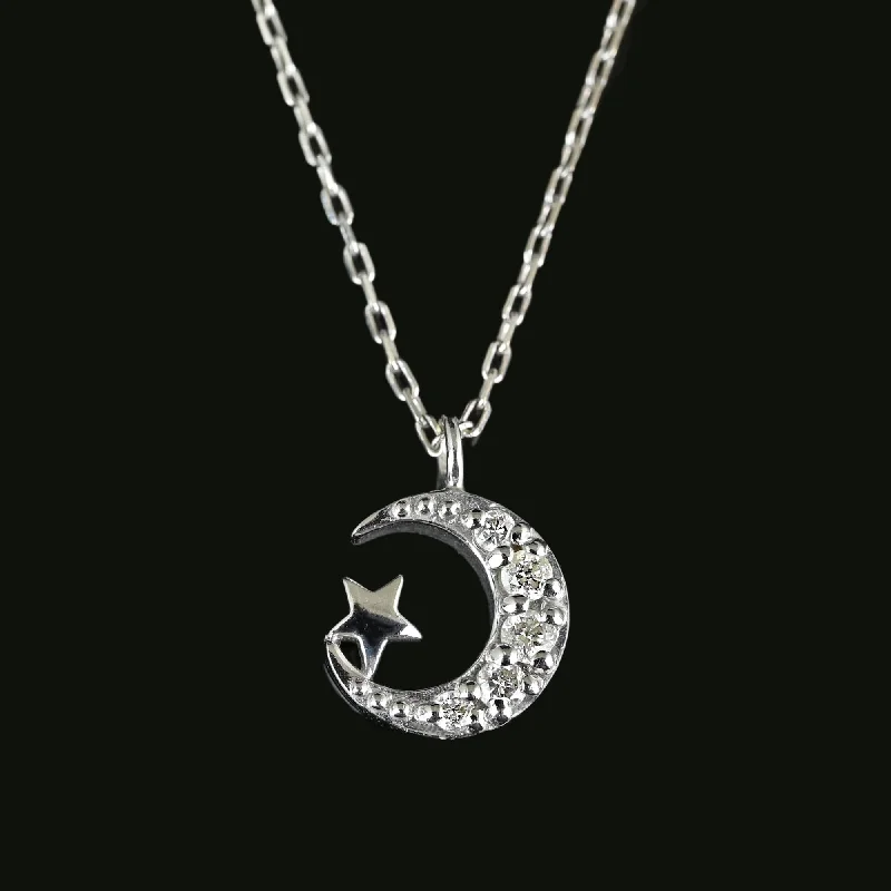Accessorize For Less – Luxury Jewelry At Affordable Prices Petite Vintage Diamond Crescent Moon Star Pendant Necklace