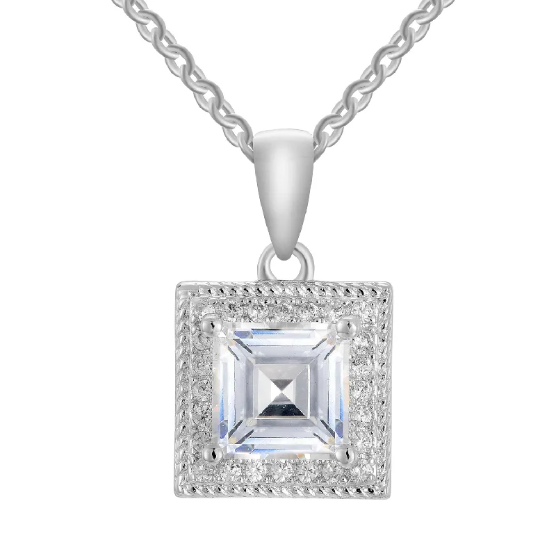 Final Call For Exquisite Jewelry At Reduced Rates Rebecca 18k White Gold Plated Silver Necklace with Princess Cut Simulated Diamond Crystals Final Call For Exquisite Jewelry At Reduced Rates Rebecca 18k White Gold Plated Silver Necklace with Princess Cut Simulated Diamond Crystals