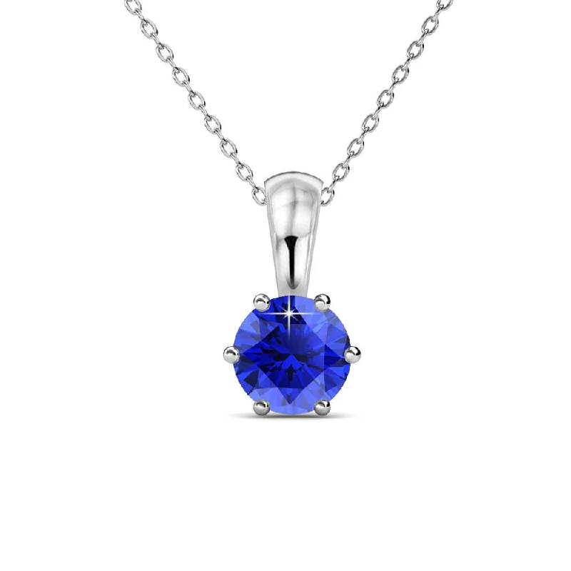 Handmade Pearl Jewelry For Timeless Elegance September Birthstone Sapphire Necklace 18k White Gold Plated Solitaire Necklace with 1CT Swarovski Crystal Handmade Pearl Jewelry For Timeless Elegance September Birthstone Sapphire Necklace 18k White Gold Plated Solitaire Necklace with 1CT Swarovski Crystal