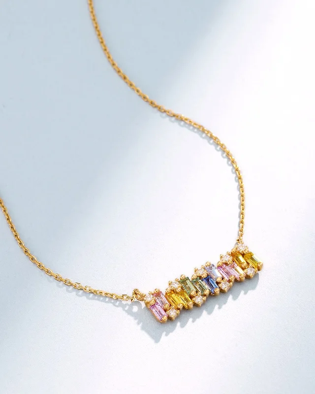 Discounted Jewelry For A Glamorous Look Shimmer Pastel Sapphire Bar Pendant