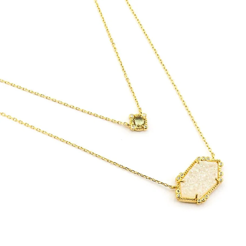 Sparkle On A Budget – Fine Jewelry For Less TAI DOUBLE LAYERED CHAIN DRUSY NECKLACE