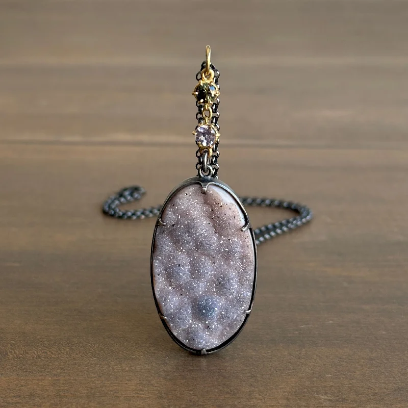 Flash Sale On Exquisite Jewelry – Don't Miss Out Terra Pendant with Smoky Lavender Drusy and Umba Sapphire Flash Sale On Exquisite Jewelry – Don't Miss Out Terra Pendant with Smoky Lavender Drusy and Umba Sapphire
