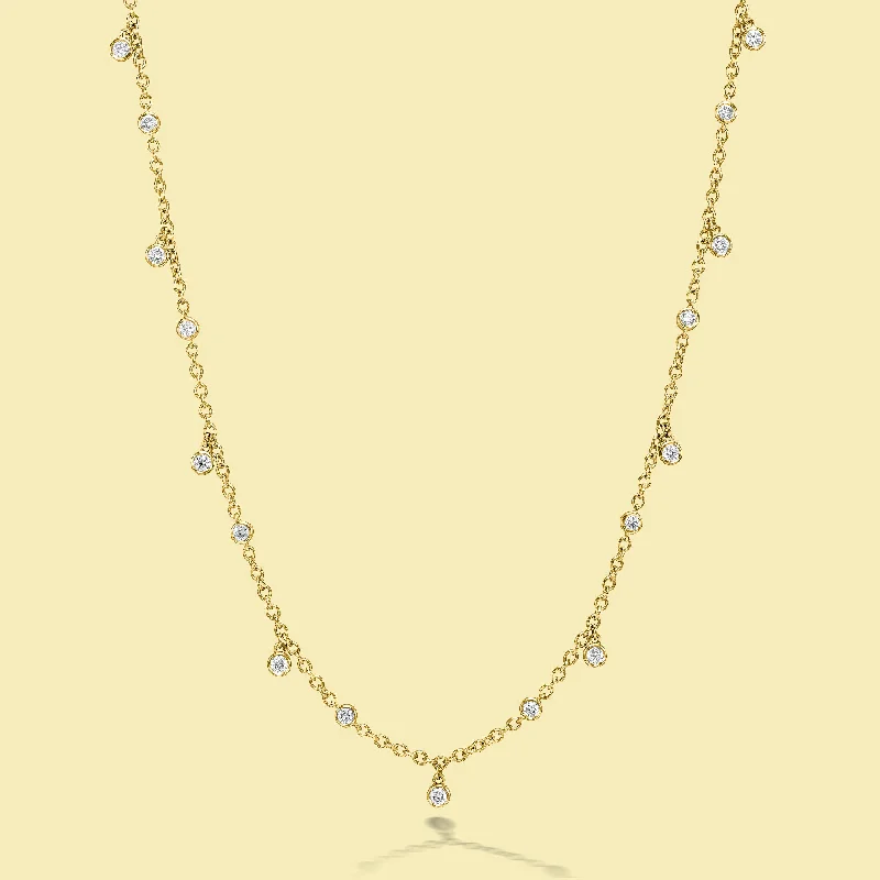 The Bobby, Dangle Strand Bezel Diamond Necklace