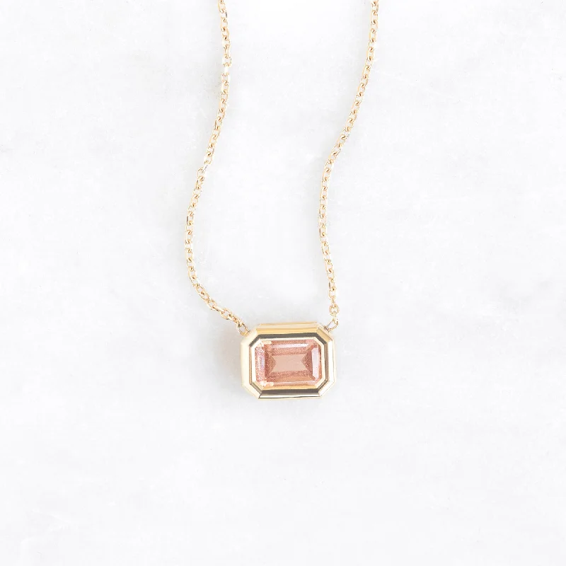 The Emerald-Cut Sunstone Necklace | 10K Yellow Gold