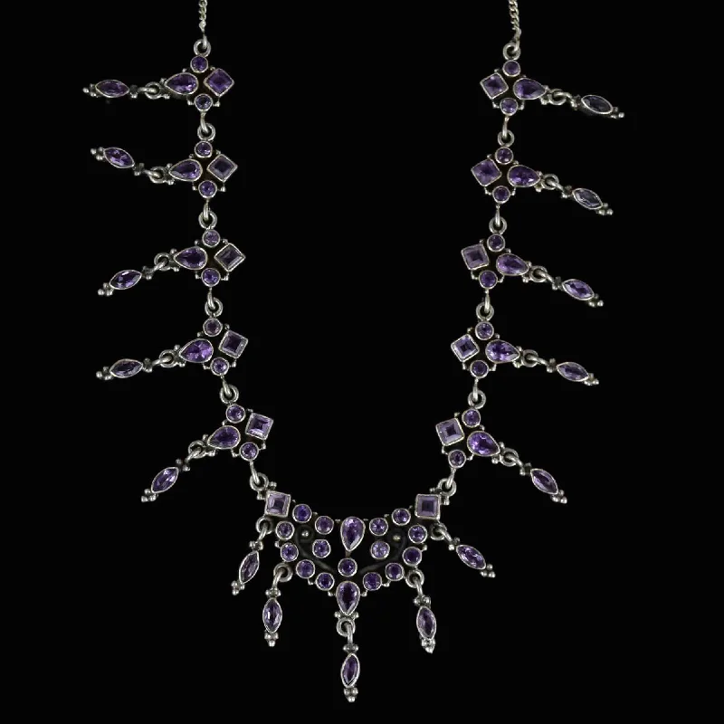 Elegant Rose Gold Jewelry For A Stylish Touch Vintage Art Deco Style Silver Amethyst Waterfall Bib Necklace Elegant Rose Gold Jewelry For A Stylish Touch Vintage Art Deco Style Silver Amethyst Waterfall Bib Necklace