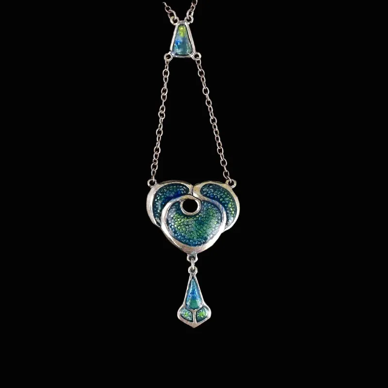 Affordable Glamour – Premium Jewelry For Less Vintage Art Nouveau Style Silver Enamel Drop Pendant Necklace Affordable Glamour – Premium Jewelry For Less Vintage Art Nouveau Style Silver Enamel Drop Pendant Necklace