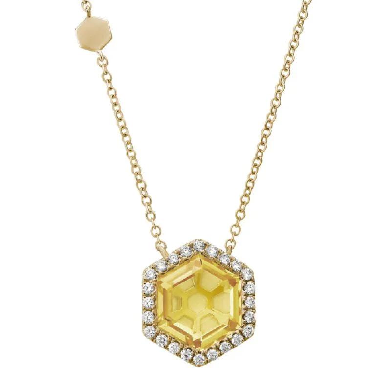 Modern Jewelry At Exclusive Discounts – Shop Today 14k Citrine Pendant with Diamond Halo