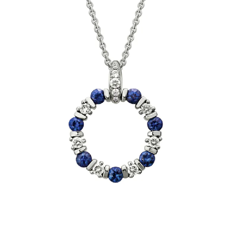 Shop Dazzling Jewelry At The Best Prices 14k Sapphire and Diamond Circle Pendant