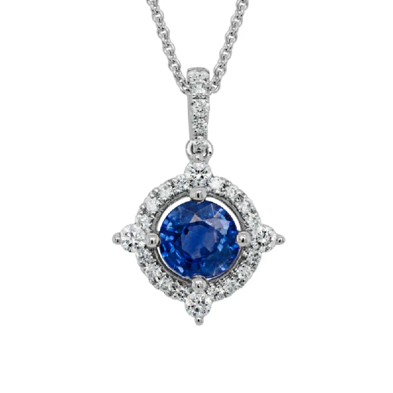 Huge Savings On Timeless Jewelry Collections 14W Sapphire & Diamond Halo Pendant Necklace Huge Savings On Timeless Jewelry Collections 14W Sapphire & Diamond Halo Pendant Necklace
