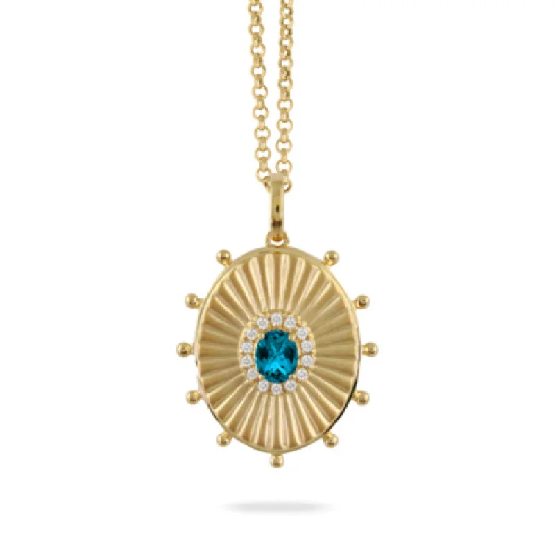 Stunning Jewelry At Even More Stunning Prices 18k London Blue Topaz and Diamond Pendant Stunning Jewelry At Even More Stunning Prices 18k London Blue Topaz and Diamond Pendant