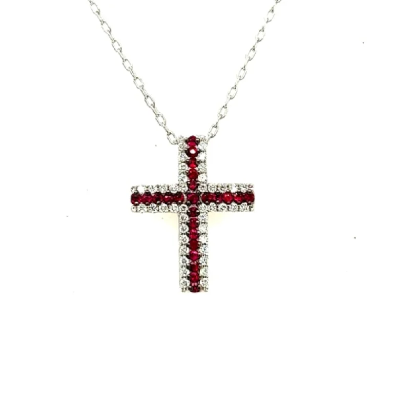 Discounted Luxury Jewelry – Shine Without The Splurge 18k Ruby & Diamond Cross Pendant Necklace Discounted Luxury Jewelry – Shine Without The Splurge 18k Ruby & Diamond Cross Pendant Necklace