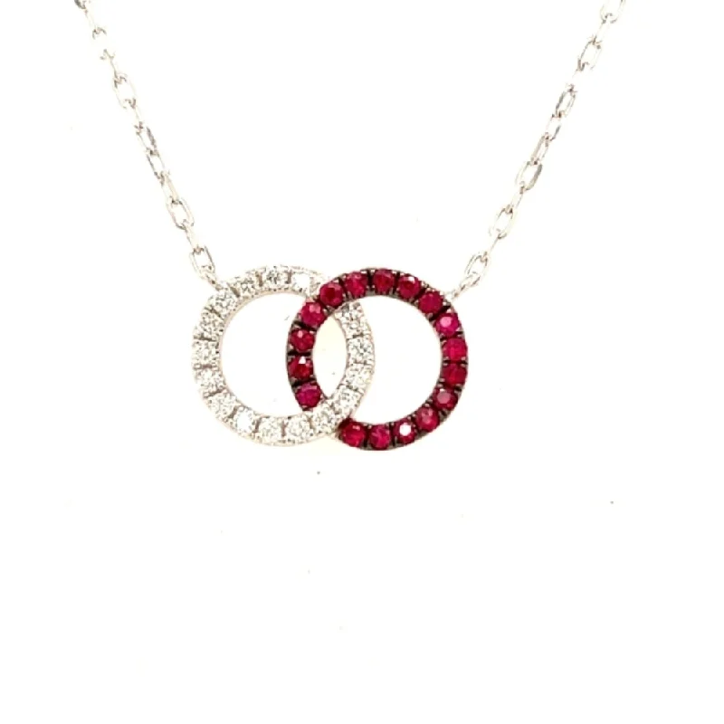 Premium Jewelry At Special Low Prices For A Limited Time 18k Ruby & Diamond Interlocking Circles Pendant Premium Jewelry At Special Low Prices For A Limited Time 18k Ruby & Diamond Interlocking Circles Pendant