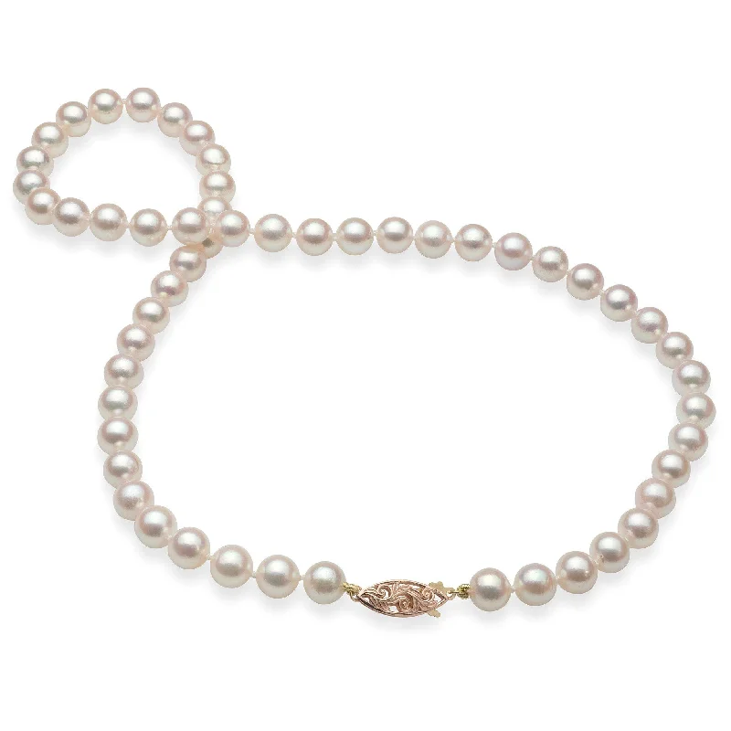 Fashion-Forward Jewelry At Exclusive Discounts 18-19" Akoya Pearl Strand with Two Tone Gold Clasp - 7-8mm