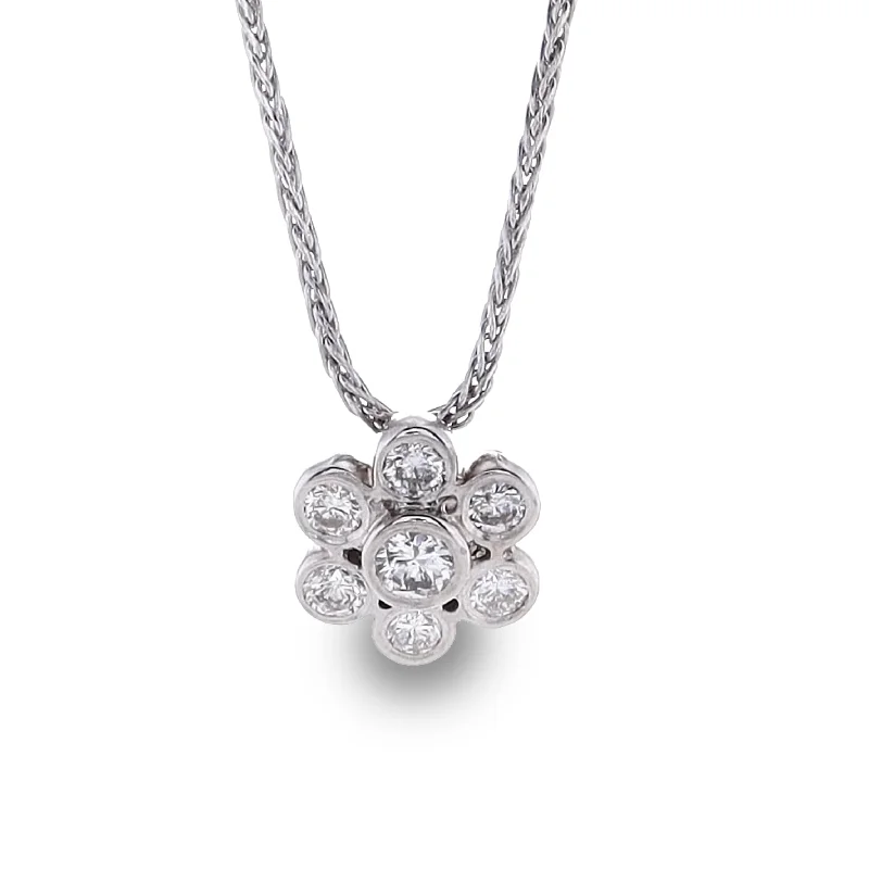 Luxury Jewelry Sale – Sparkle For Less Estate 14k White Gold Bezel Set Floral Design Diamond Pendant Necklace Luxury Jewelry Sale – Sparkle For Less Estate 14k White Gold Bezel Set Floral Design Diamond Pendant Necklace