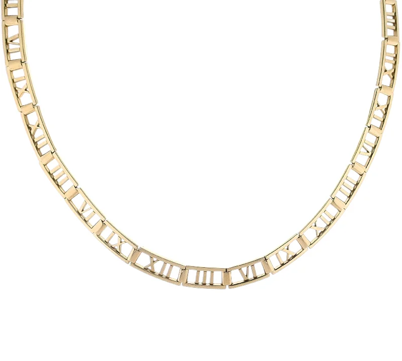 Glamorous Jewelry, Glamorous Deals – Shop Now Estate Tiffany & Co 18k Yellow Gold Roman Numerals Atlas Collection Collar Glamorous Jewelry, Glamorous Deals – Shop Now Estate Tiffany & Co 18k Yellow Gold Roman Numerals Atlas Collection Collar