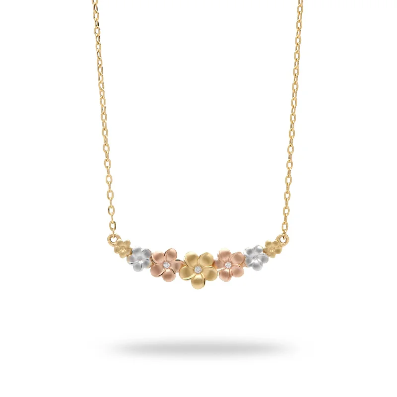 Best Jewelry Deals – Premium Quality At Exclusive Discounts 16-18" Adjustable Plumeria Necklace in Tri Color Gold With Diamonds - 25mm Best Jewelry Deals – Premium Quality At Exclusive Discounts 16-18" Adjustable Plumeria Necklace in Tri Color Gold With Diamonds - 25mm
