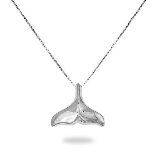 Chic, Trendy, And Affordable Jewelry Sale 16" Whale Tail Necklace in White Gold - 16mm Chic, Trendy, And Affordable Jewelry Sale 16" Whale Tail Necklace in White Gold - 16mm