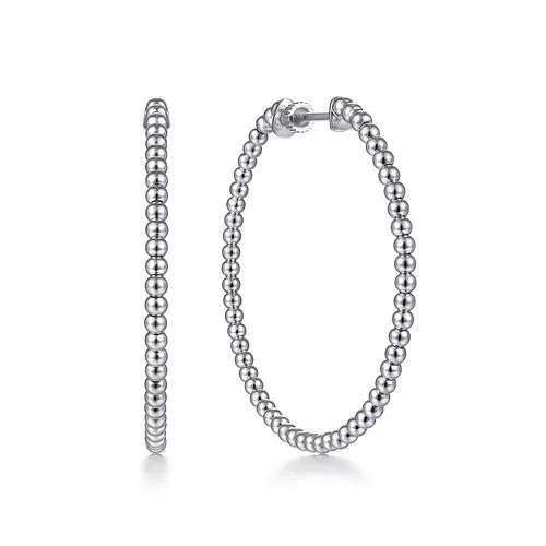 Bold And Beautiful Jewelry Now At Irresistible Prices 14K White Gold Beaded 40mm Round Classic Hoop Earrings Bold And Beautiful Jewelry Now At Irresistible Prices 14K White Gold Beaded 40mm Round Classic Hoop Earrings