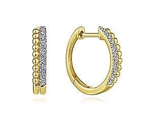Dainty Floral Jewelry For Feminine Elegance 14K Yellow Gold Bujukan Pave 10mm Diamond Huggie Earrings Dainty Floral Jewelry For Feminine Elegance 14K Yellow Gold Bujukan Pave 10mm Diamond Huggie Earrings