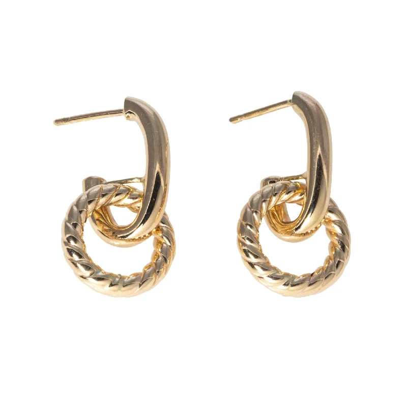 Big Discounts On Elegant Jewelry Collections 14K Yellow Gold Italian Rope & Polished Link Earrings Big Discounts On Elegant Jewelry Collections 14K Yellow Gold Italian Rope & Polished Link Earrings