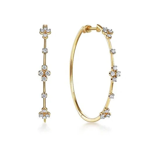 Customized Silver Jewelry For Unique Style 14K Yellow Gold Prong Set 40mm Round Classic Diamond Hoop Earrings Customized Silver Jewelry For Unique Style 14K Yellow Gold Prong Set 40mm Round Classic Diamond Hoop Earrings