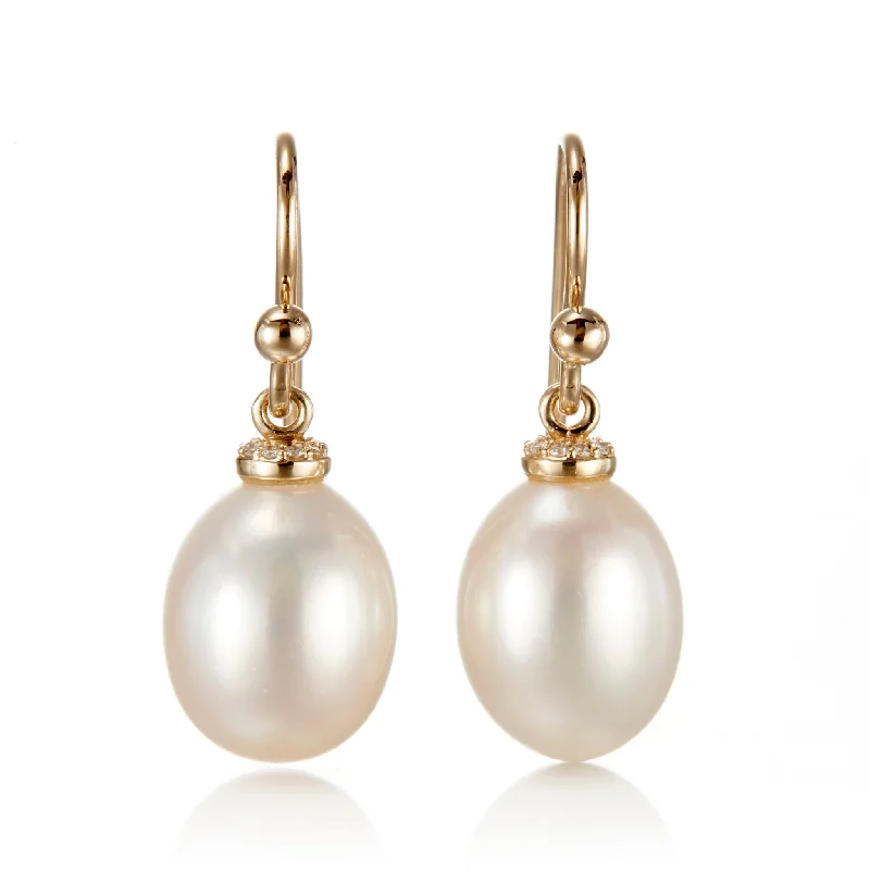 Discounted Luxury Jewelry – Shine Without The Splurge Diamond-Cap Pearl Drop Earrings Discounted Luxury Jewelry – Shine Without The Splurge Diamond-Cap Pearl Drop Earrings