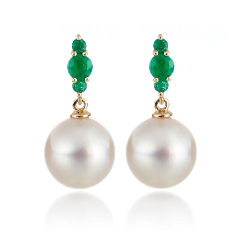Timeless Jewelry At Special Discount Rates Orion Earrings in White Akoya Pearls & Emeralds Timeless Jewelry At Special Discount Rates Orion Earrings in White Akoya Pearls & Emeralds