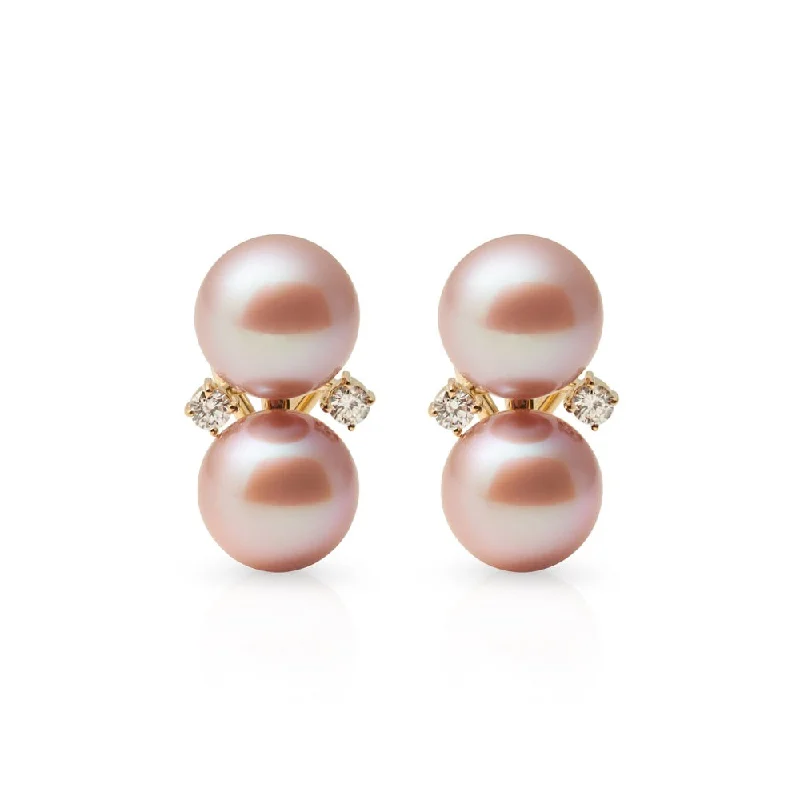 Affordable Luxury Jewelry For Every Occasion Les Deux Earrings in Pink Pearls & Diamonds Affordable Luxury Jewelry For Every Occasion Les Deux Earrings in Pink Pearls & Diamonds