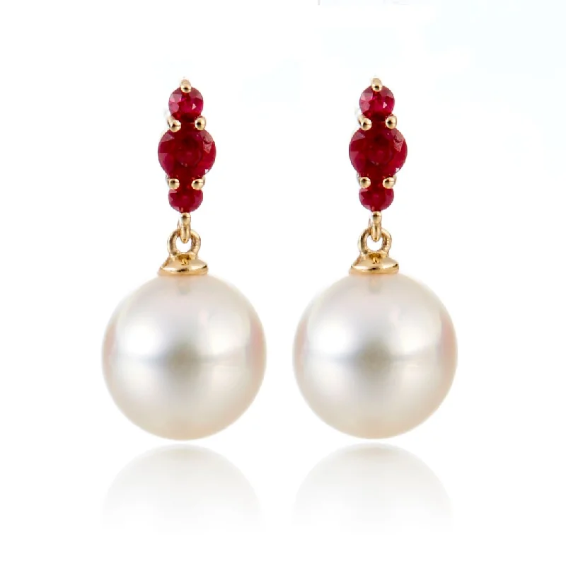 Luxury Jewelry Sale – Sparkle For Less Orion Earrings in White Akoya Pearls & Rubies Luxury Jewelry Sale – Sparkle For Less Orion Earrings in White Akoya Pearls & Rubies