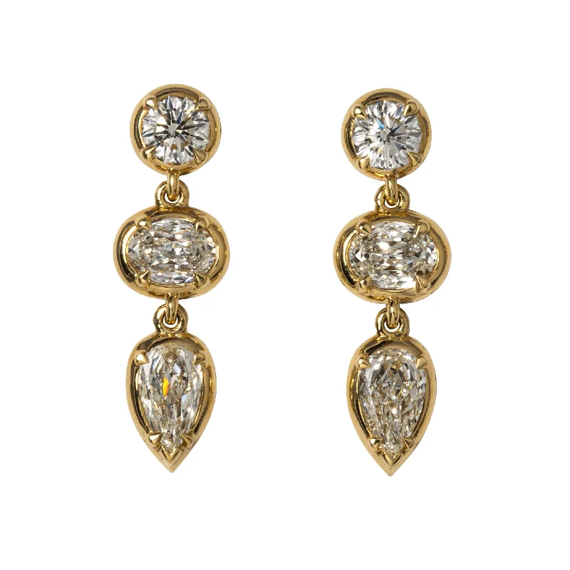 Must-Have Jewelry Pieces At Reduced Prices 2.25ctw L’Amour Crisscut Diamond Triple Drop 18K Gold Earrings Must-Have Jewelry Pieces At Reduced Prices 2.25ctw L’Amour Crisscut Diamond Triple Drop 18K Gold Earrings