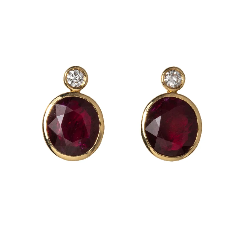 High-End Sparkle, Low-End Prices – Jewelry Sale Live 3ctw Oval Ruby & Diamond Bezel-Set 18K Yellow Gold Earrings High-End Sparkle, Low-End Prices – Jewelry Sale Live 3ctw Oval Ruby & Diamond Bezel-Set 18K Yellow Gold Earrings
