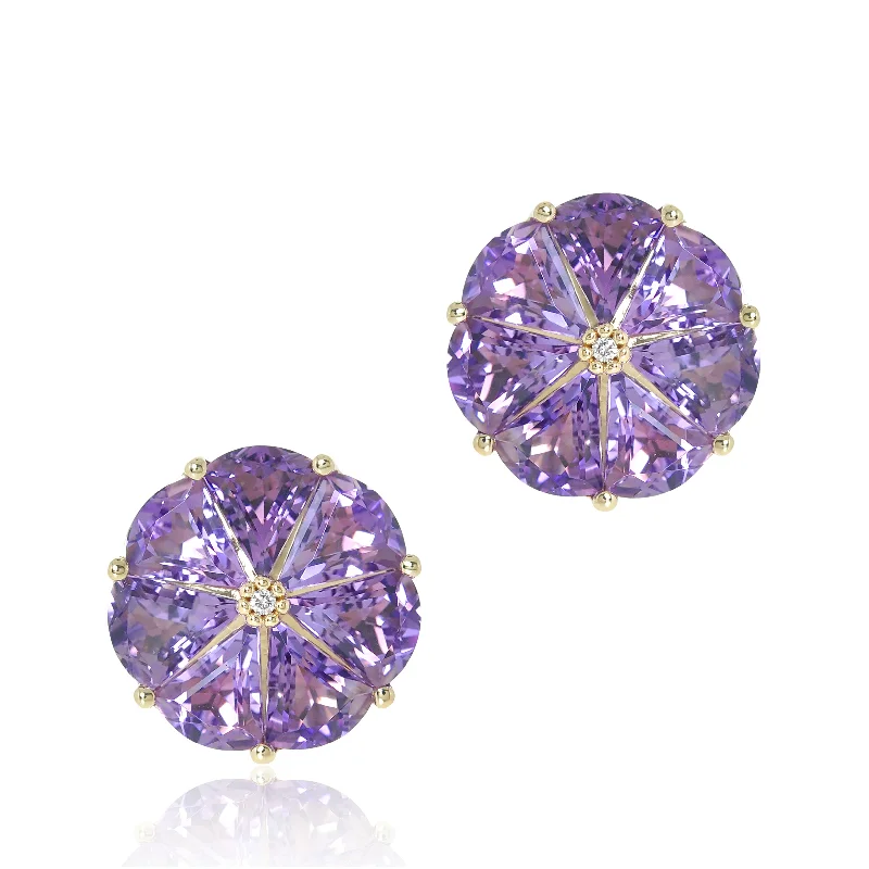 Shop Jewelry That Shines Without The High Price Pinwheel Earrings in Amethyst & Diamonds Shop Jewelry That Shines Without The High Price Pinwheel Earrings in Amethyst & Diamonds