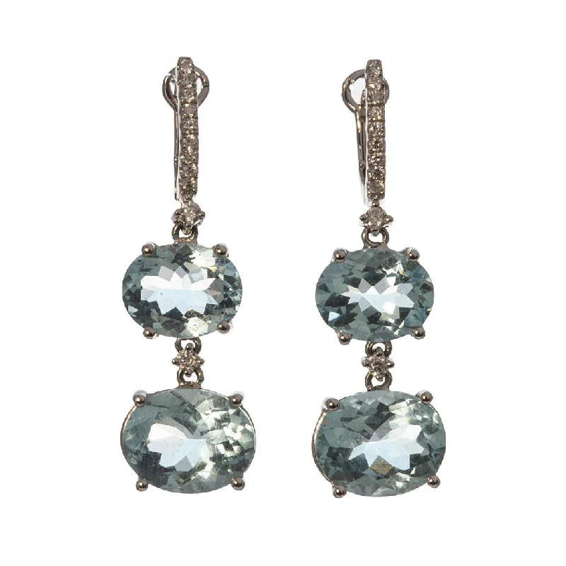Discounted Luxury Jewelry – Shine Without The Splurge Aquamarine & Diamond 14K White Gold Double Drop Earrings Discounted Luxury Jewelry – Shine Without The Splurge Aquamarine & Diamond 14K White Gold Double Drop Earrings