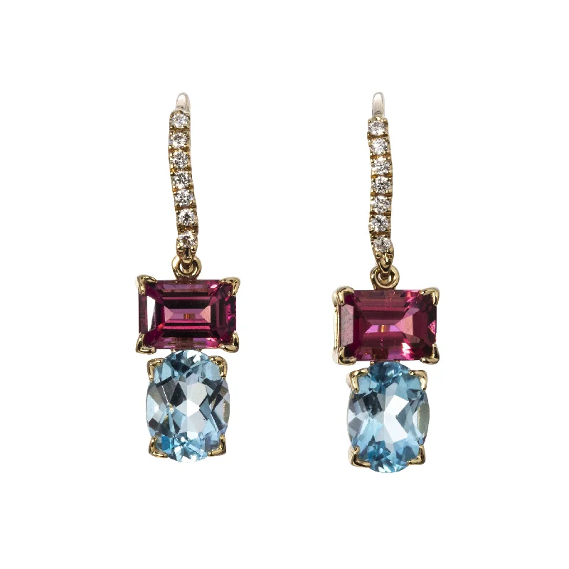 Jewelry Clearance Event – Stock Up Before It's Over Blue Topaz & Pink Tourmaline 14K Gold River Earrings Jewelry Clearance Event – Stock Up Before It's Over Blue Topaz & Pink Tourmaline 14K Gold River Earrings