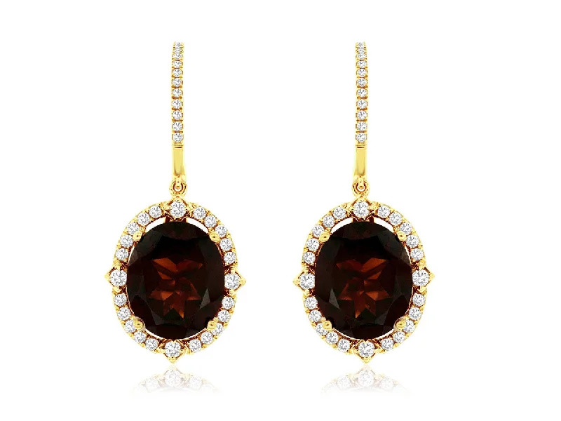 Get The Jewelry You Love At A Price You Love Bremer Jewelry Oval Garnet and Diamond Drop Earrings in 14K Yellow Gold (11.70ctw) Get The Jewelry You Love At A Price You Love Bremer Jewelry Oval Garnet and Diamond Drop Earrings in 14K Yellow Gold (11.70ctw)