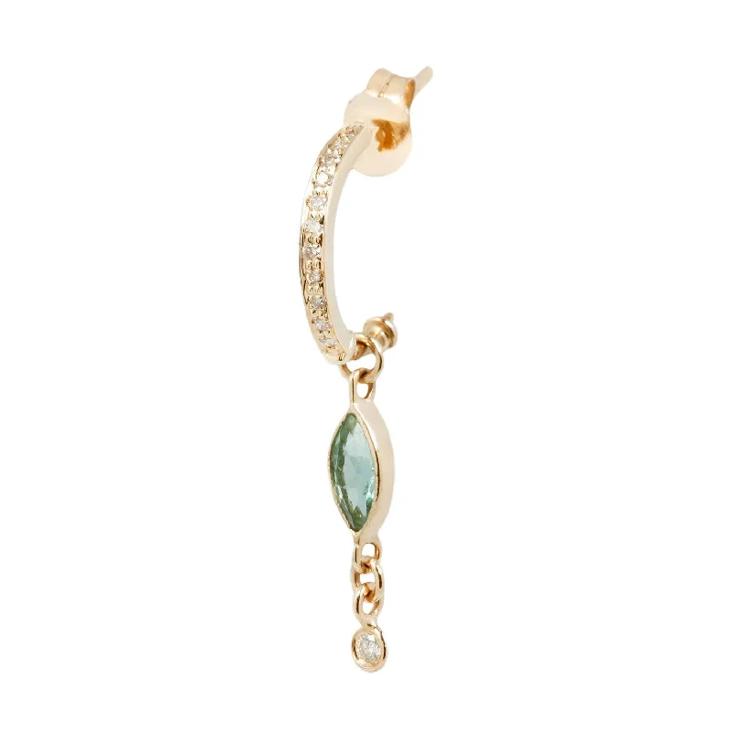 Limited-Time Offer On Premium Jewelry Collections Green Tourmaline Marquise & Diamond Hoop Limited-Time Offer On Premium Jewelry Collections Green Tourmaline Marquise & Diamond Hoop