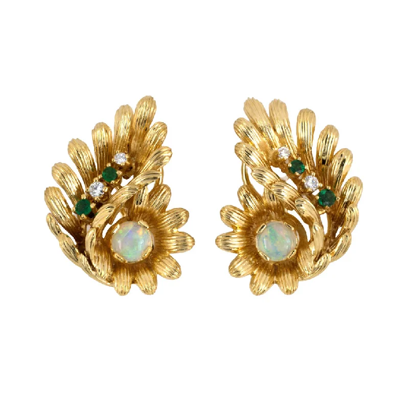 Jewelry Clearance Event – Stock Up Before It's Over Opal, Emerald & Diamond Floral Leaf Earrings Jewelry Clearance Event – Stock Up Before It's Over Opal, Emerald & Diamond Floral Leaf Earrings