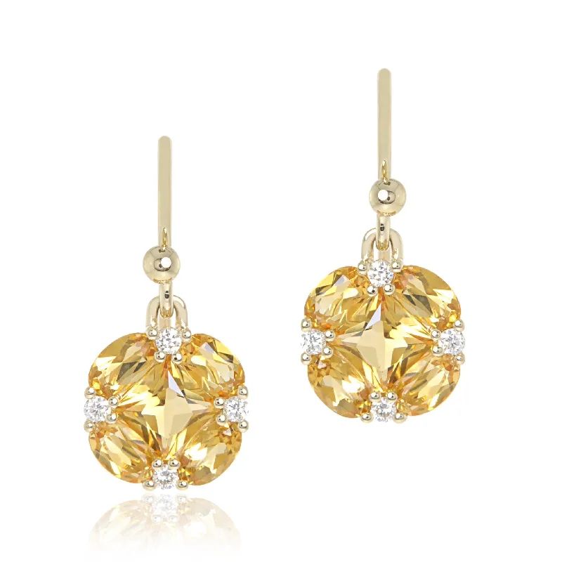 Don't Miss These Dazzling Jewelry Discounts Quadrille Drop Earrings in Citrine & Diamonds