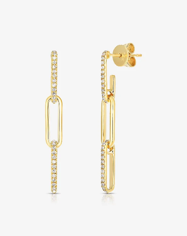 Affordable Gold-Plated Jewelry For Modern Fashion Diamond Link Drop Earrings
