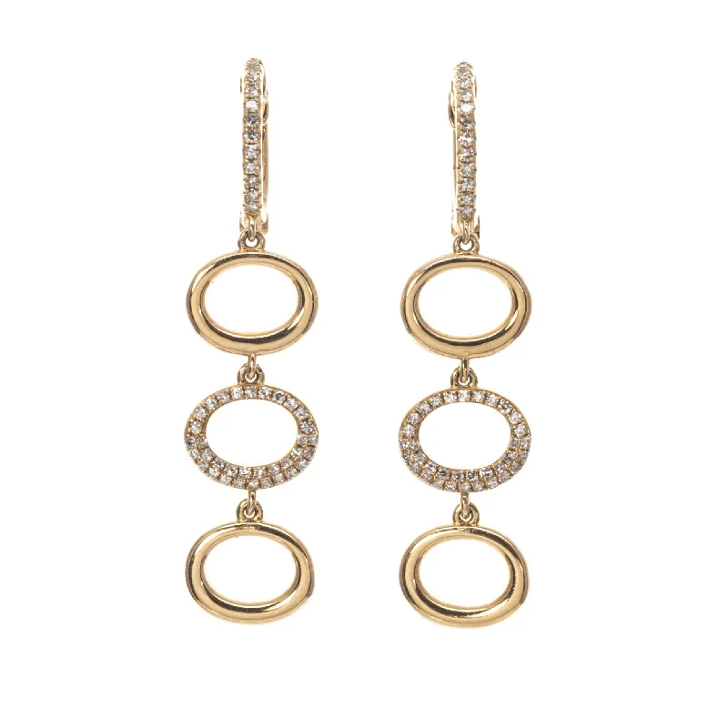 Breathtaking Jewelry, Breathtaking Prices Diamond Pavé 14K Yellow Gold Triple Drop Earrings Breathtaking Jewelry, Breathtaking Prices Diamond Pavé 14K Yellow Gold Triple Drop Earrings