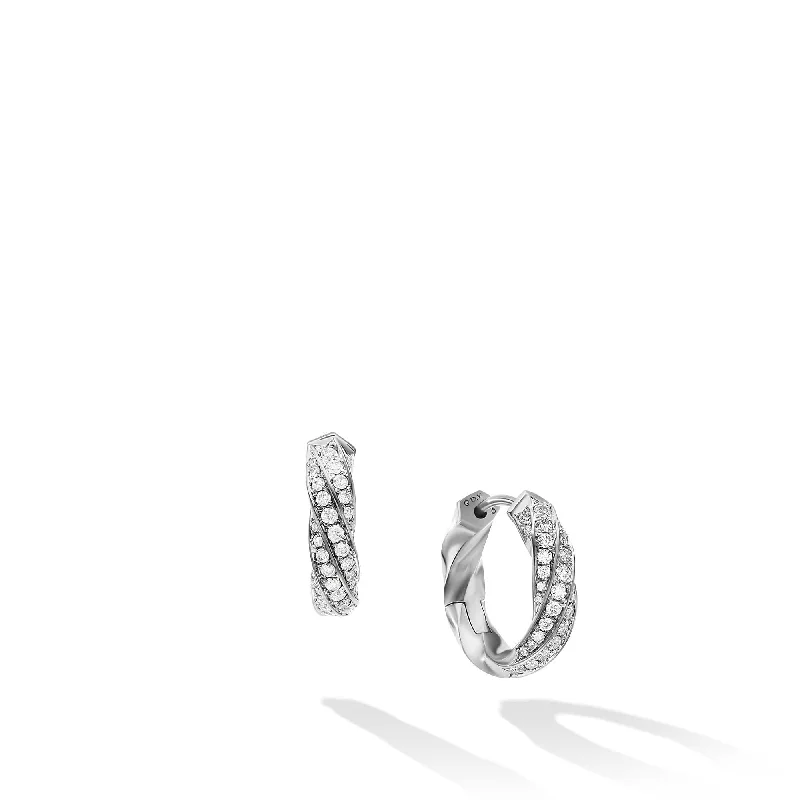 Bestselling Jewelry At Special Promotional Rates Cable Edge Huggie Hoop Earrings in Recycled Sterling Silver with Pave Diamonds Bestselling Jewelry At Special Promotional Rates Cable Edge Huggie Hoop Earrings in Recycled Sterling Silver with Pave Diamonds