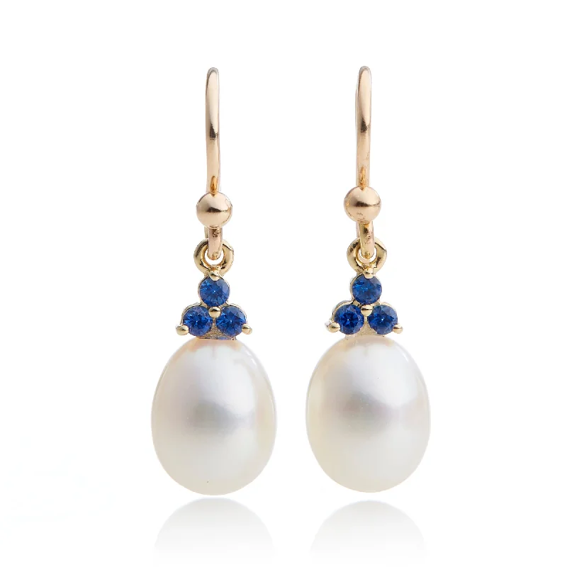 Chic And Stylish Jewelry At Exclusive Prices Madison Drop Earrings in Pearls & Sapphires Chic And Stylish Jewelry At Exclusive Prices Madison Drop Earrings in Pearls & Sapphires