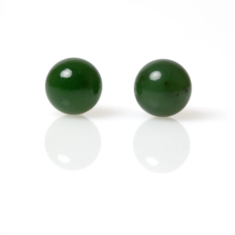 Bohemian-Inspired Jewelry For Free-Spirited Fashion 10mm Green Nephrite Jade Bead Earrings