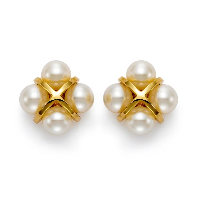 Get The Jewelry You Love At A Price You Love Pearl & Gold Cross Earrings