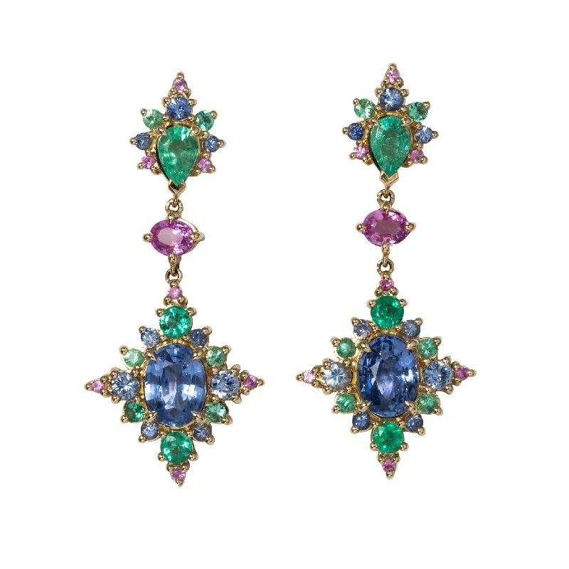 Make Your Outfit Shine With Discounted Jewelry Emerald, Blue & Pink Sapphire 14K Yellow Gold Drop Earrings Make Your Outfit Shine With Discounted Jewelry Emerald, Blue & Pink Sapphire 14K Yellow Gold Drop Earrings