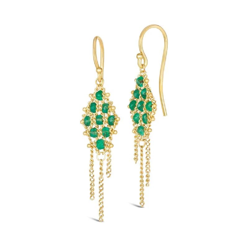 Emerald Woven Lattice Earrings