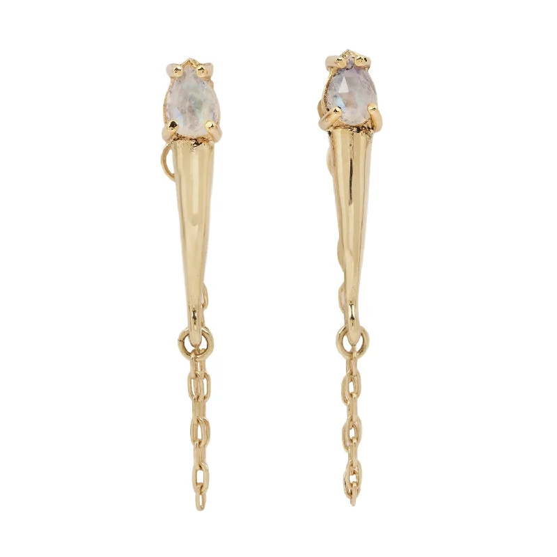 Bohemian-Inspired Jewelry For Free-Spirited Fashion Gold Moonstone Torch Studs