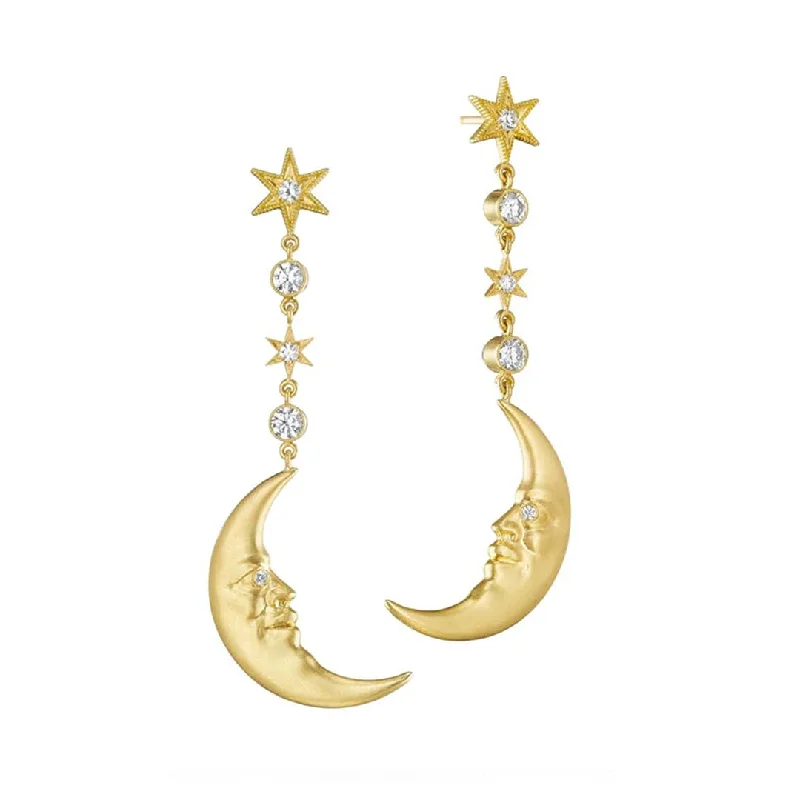 Luxury Meets Affordability – Jewelry Sale Live Now Hanging Crescent Moonface Earrings